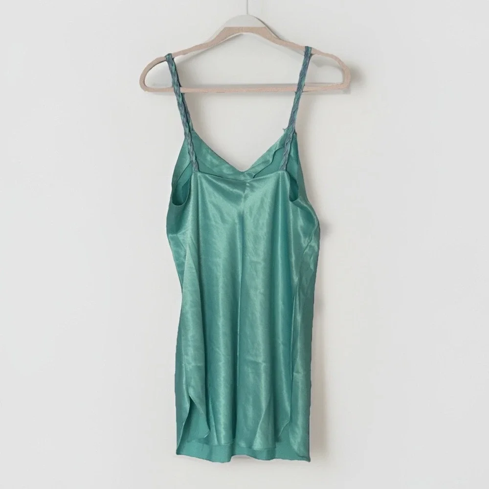 Morgan Taylor Satin Chemise Slip Blue Y2K Coquette Lingerie Nightgown‎ M